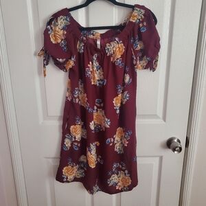 Off The Shoulder Floral MAROON Dress